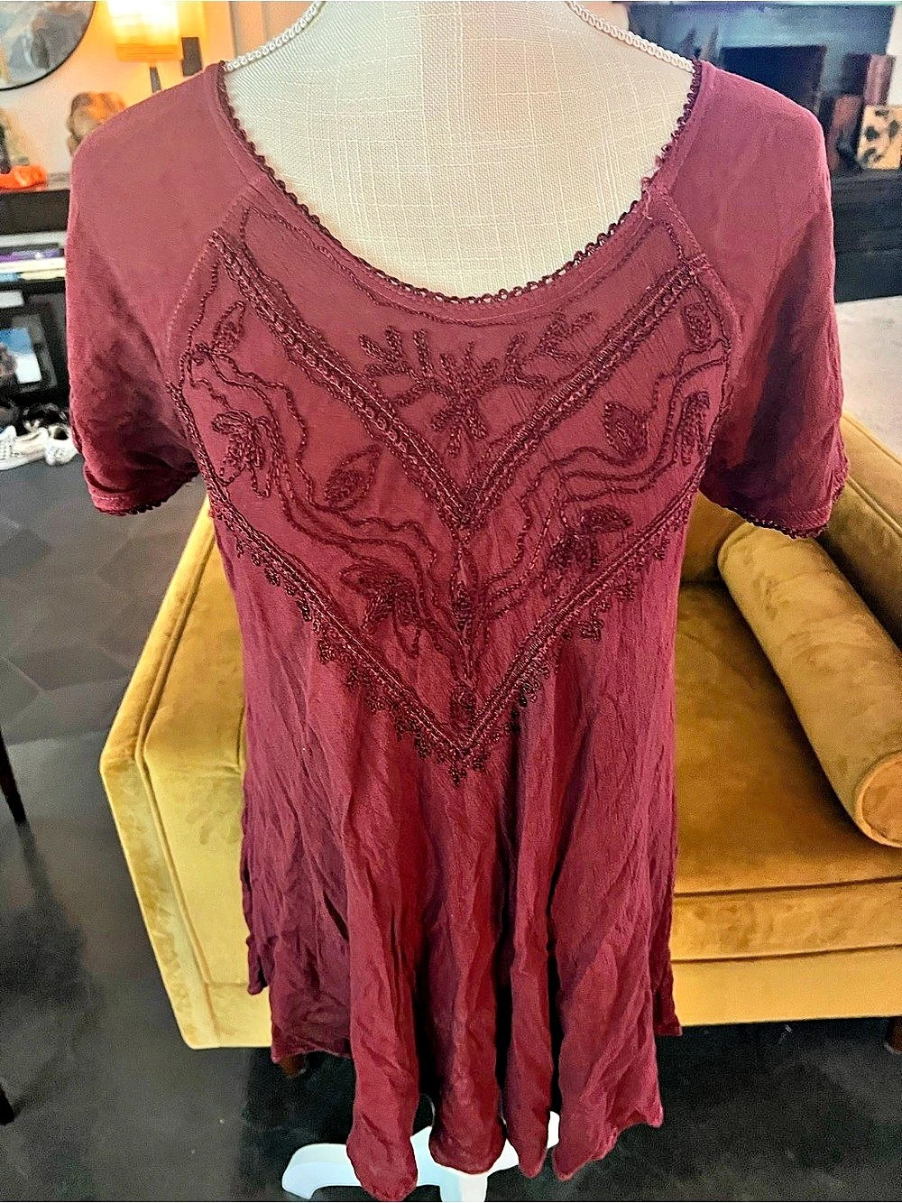 Sacred Threads Embroidered Mini Dress in Purple